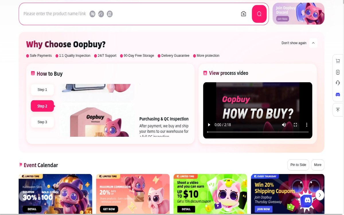 Catalogo OOPBuy su w2clinks: schede con foto, marca e prezzo di riferimento
